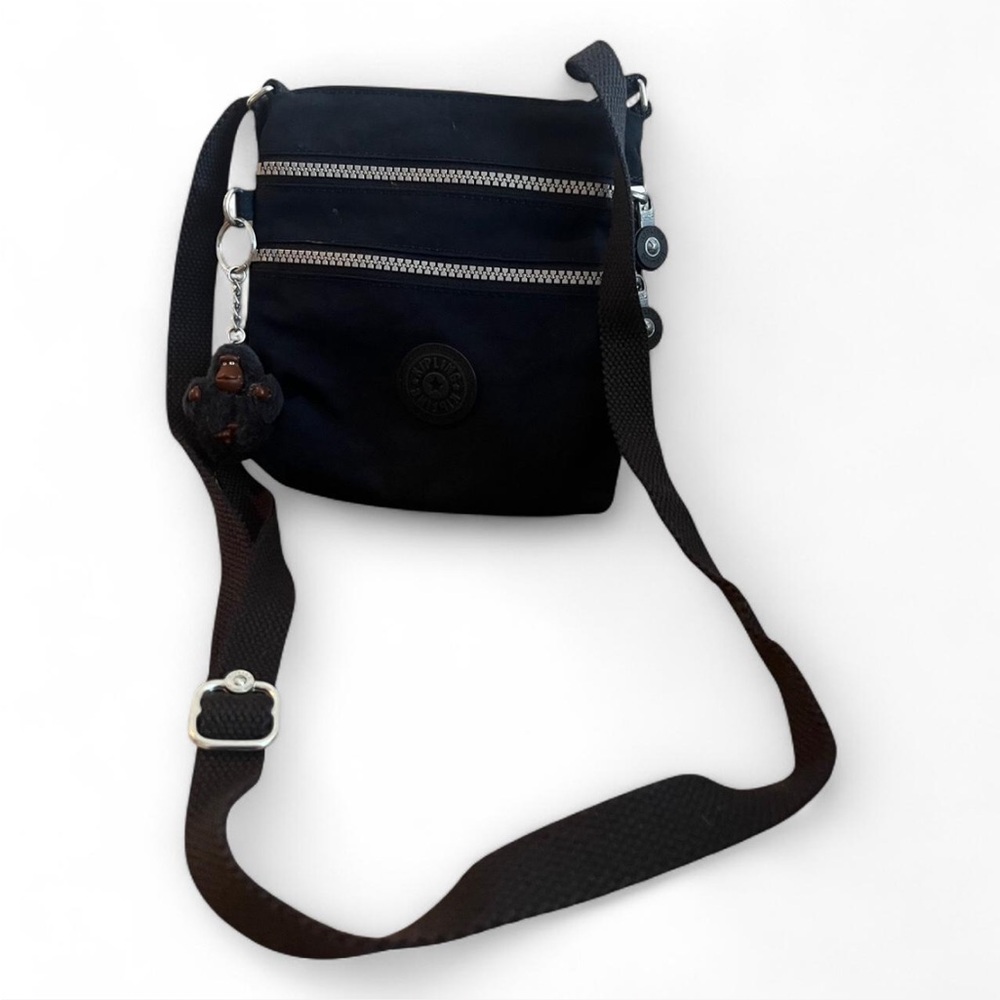 Navy Blue Kipling Crossbody Bag with Silver Accents
